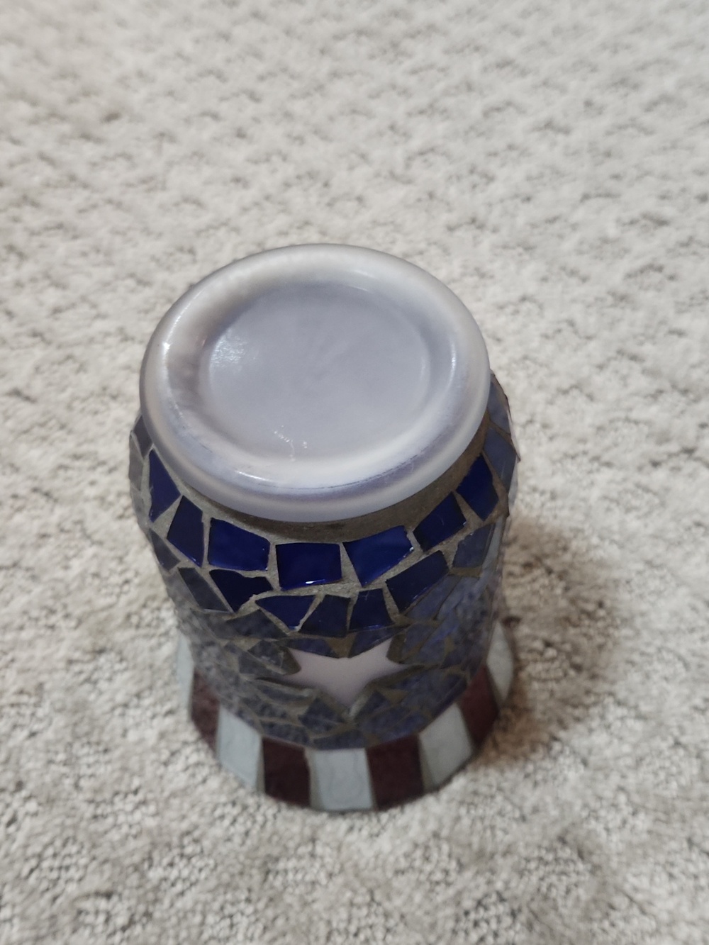 Patriotic Americana Mosaic Glass Votive Holder - Red, White & Blue - Picture 6 of 10